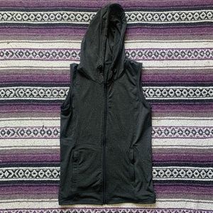 Gray Hooded Sleeveless Tank Jacket
